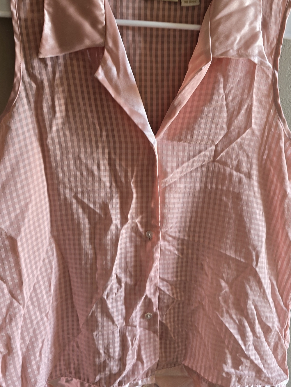 Victoria's Secret Pink Gingham Sleeveless Button-Down Shirt